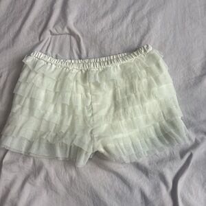 Light yellow Ruffled mini Shorts